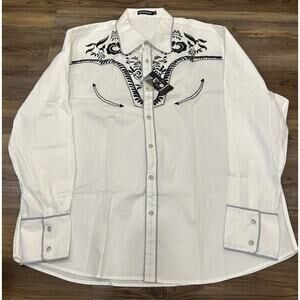 NWT Daupanzees Men’s white and black Western long-sleeve button-up Shirt Sz 3XL